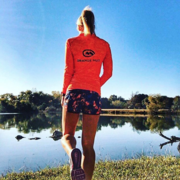 Camisa Performance de Corrida, Fecho a 1/4 - Laranja