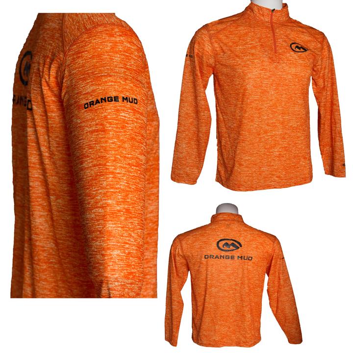 Camisa Performance de Corrida, Fecho a 1/4 - Laranja