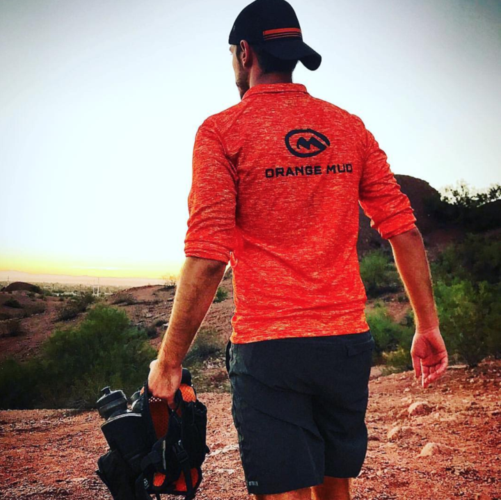Camisa Performance de Corrida, Fecho a 1/4 - Laranja